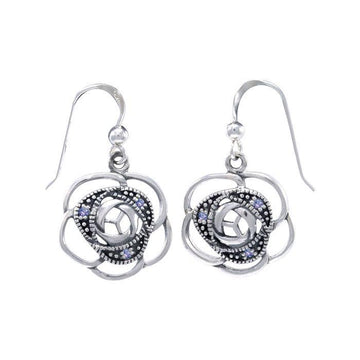 Blooming Rose Silver Earrings with Gems TER1265 - Jewelry